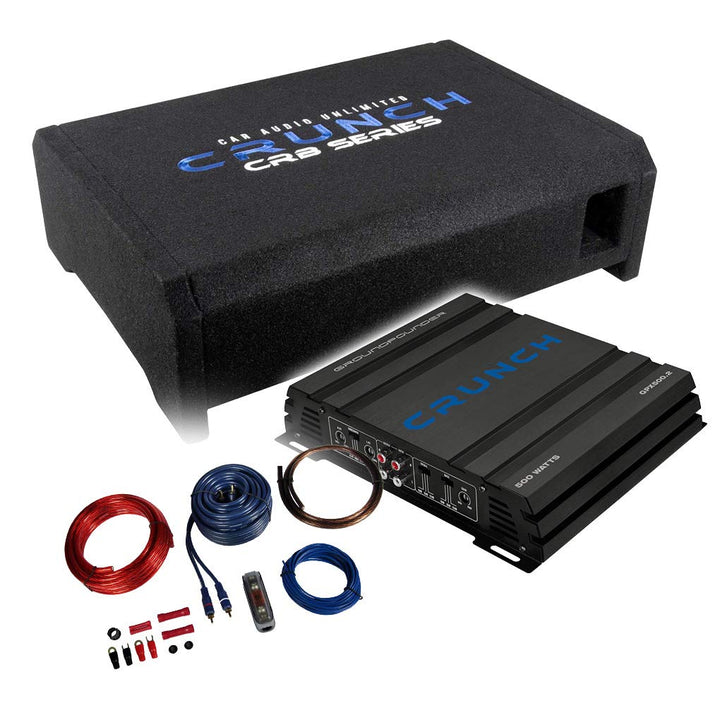Mediadox Crunch Basspaket - 2-Kanal Endstufe/Verstärker+ Subwoofer+Kabel-Set/CRB-200 + GPX-500.2 + K
