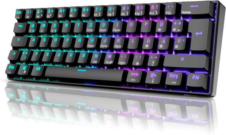RK ROYAL KLUDGE RK61 Mechanische Tastatur 2,4 GHz Kabellose/Bluetooth/Verkabelte 60% Gaming Tastatur