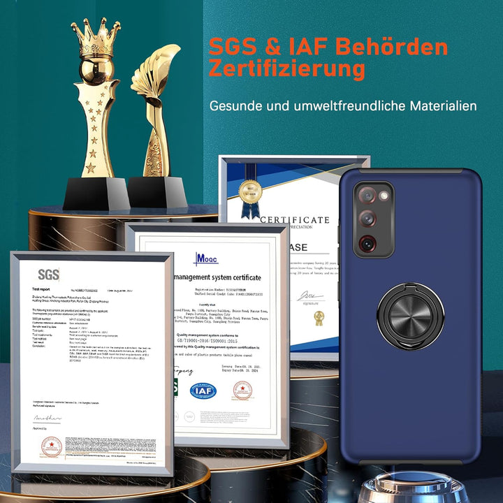 Hülle für Samsung Galaxy S20 FE 4G,5G mit 1 Pack Schutzfolie, Handyhülle mit Eingebetteter 360° Grad