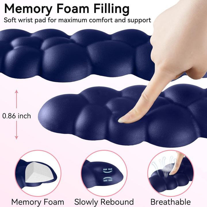 Sushret Memory‑Schaum Cloud Handballenauflage Tastatur‑Set, 4‑in‑1: Ergonomische Tastatur Handballen