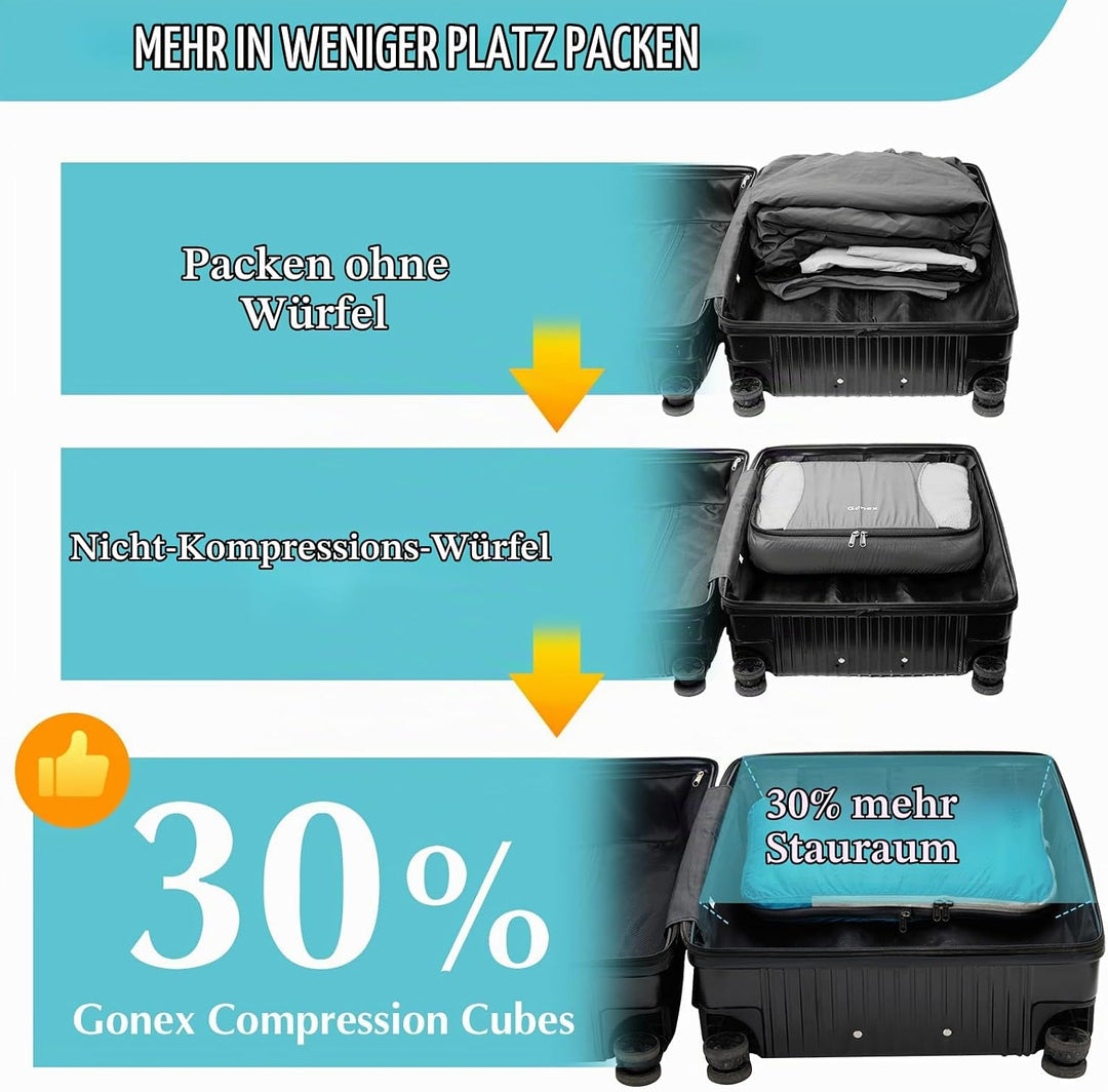 Gonex Compression Packing Cubes 6er Set, Gonex Kleidertaschen 6-teilig Verpackungswürfel, Kleidertas