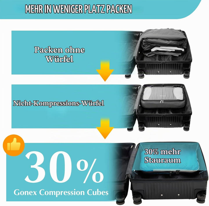 Gonex Compression Packing Cubes 6er Set, Gonex Kleidertaschen 6-teilig Verpackungswürfel, Kleidertas