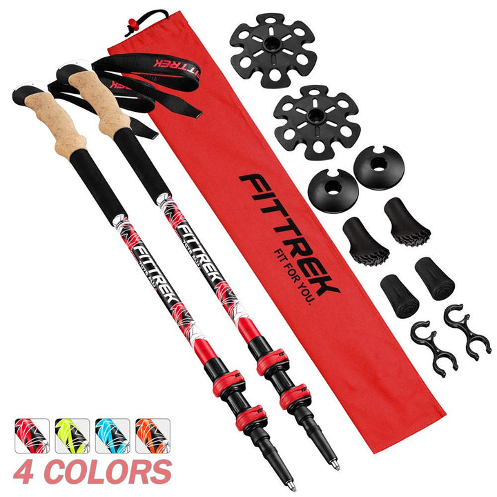 FitTrek Wanderstöcke - Trekkingstöcke Kork - Walking Stöcke Teleskop - Nordic Walking Stock Verstell