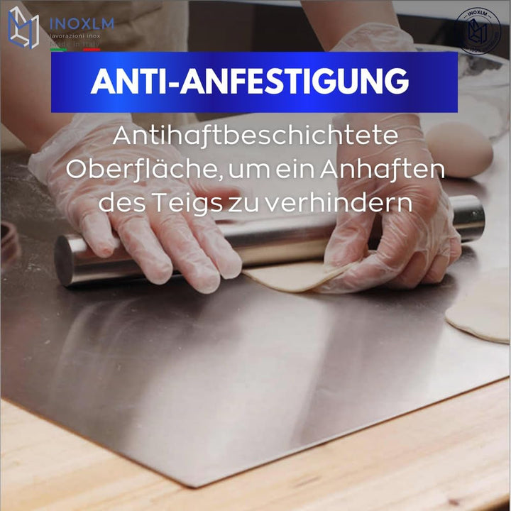 INOXLM Schneidebrett zum Kneten, Arbeitsplatte aus Edelstahl, verschiedene Grössen, für Küche, Bar,