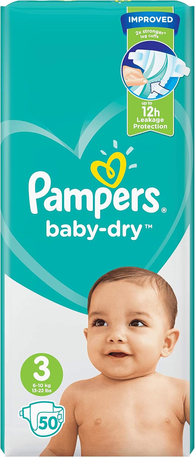 Pampers (Alte Version), Baby Windeln Grösse 3 (6-10 kg), 50 Stück