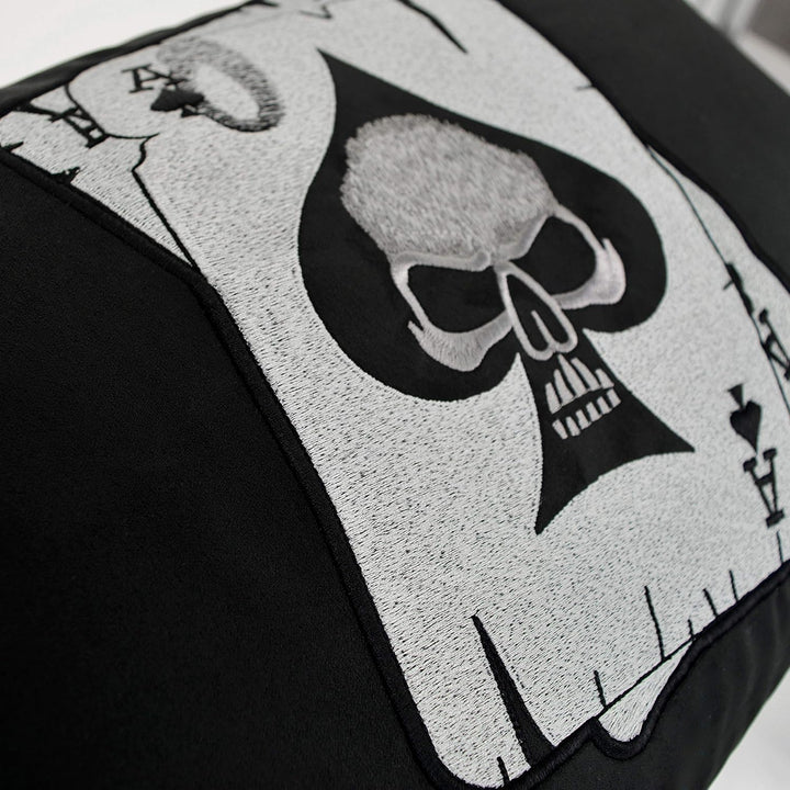 EXPRESS-STICKEREI Poker Kissen Pokerkarten | Totenkopf Dekokissen mit Füllung Bestickt Polsterüberzu