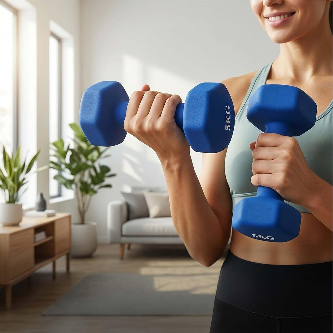 Relaxdays Hanteln 2er Set, Gusseisen, kg, beschichtet, rutschfest, Aerobichanteln, Home Workout, Kur