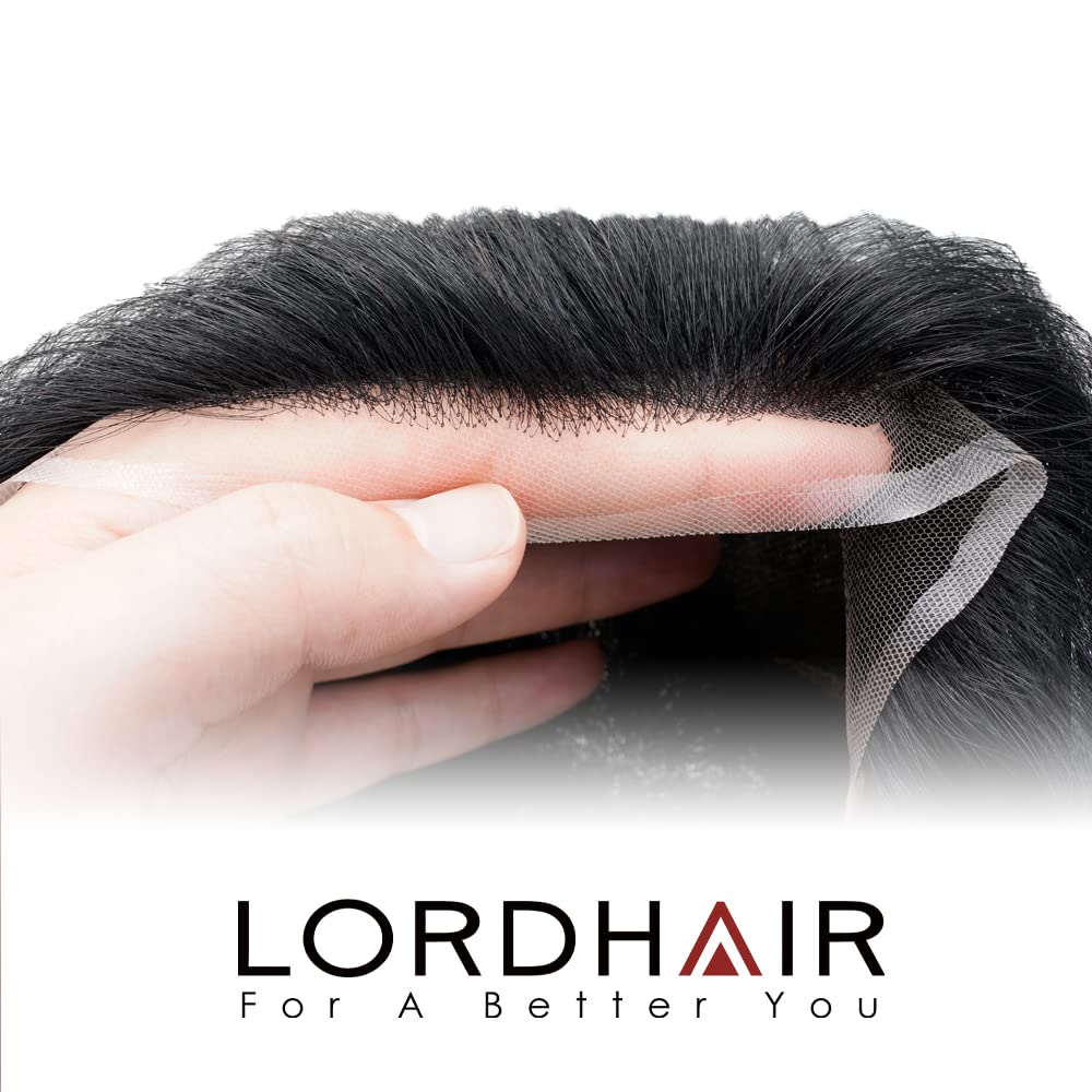 Lordhair Knotenlos Toupet für Männer, Haut Eben Injiziert Mensch Haar System, Basisgrösse 8x10 Zoll
