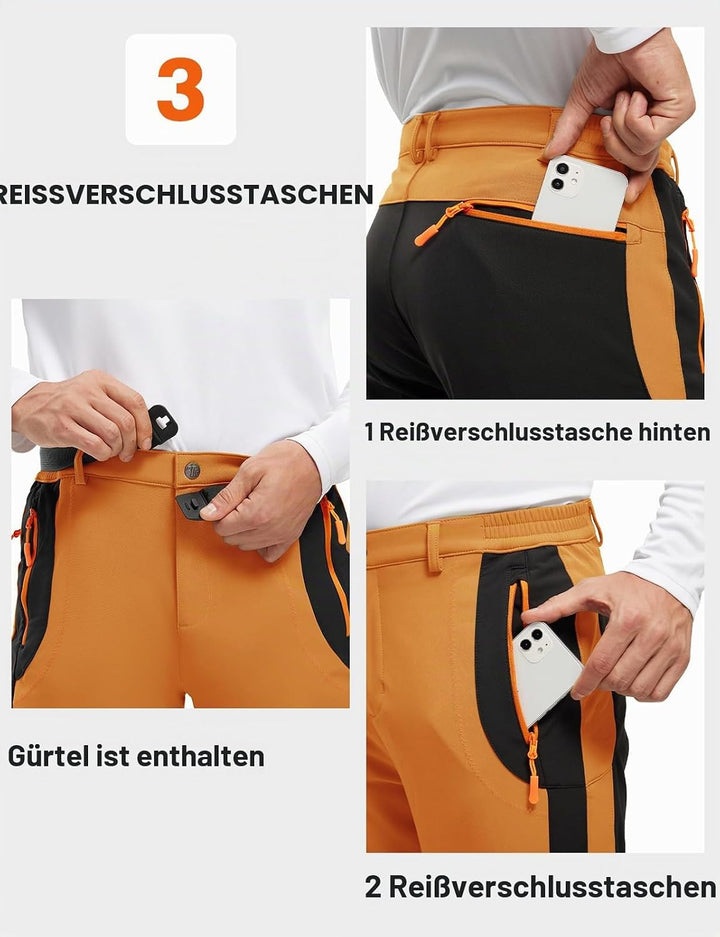 Herren Wanderhose Gefüttert Winterhose Wasserdicht Winddicht Warm Verdickte Softshellhose Outdoorhos