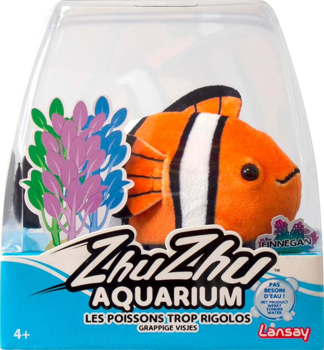 ZHU ZHU Aquarium – Moon der Clownfisch – Orange & Weiss – Weiches & interaktives Plüschtier für Kind