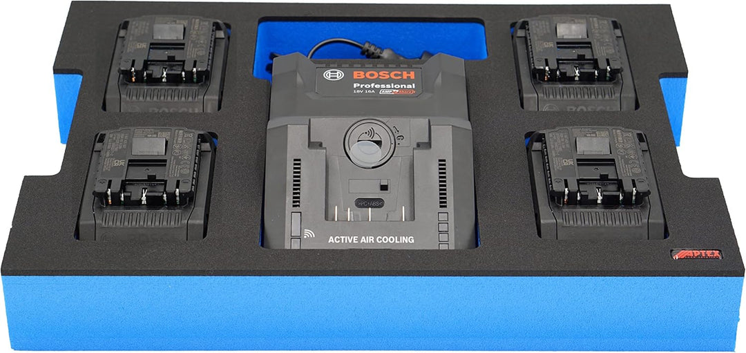 APTEX Schaumeinlage passend für Bosch Ladegerät GAL 18V-160C + 4x Akkus 18V ProCore 4.0Ah für Bosch