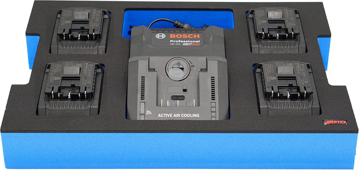 APTEX Schaumeinlage passend für Bosch Ladegerät GAL 18V-160C + 4x Akkus 18V ProCore 4.0Ah für Bosch
