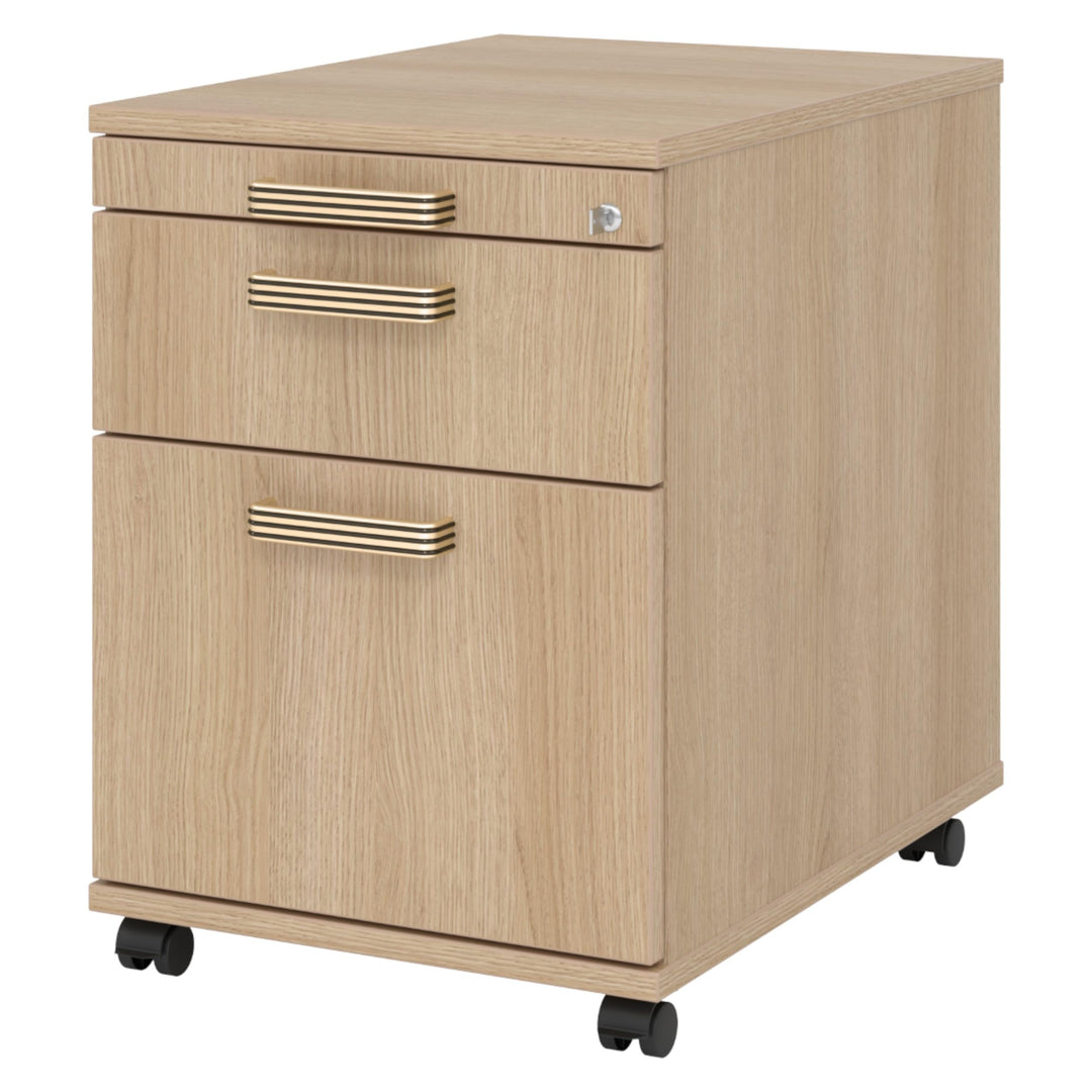 bümö Rollcontainer mit Hängeregistratur, Container abschliessbar aus Holz in Eiche - Rollwagen für's