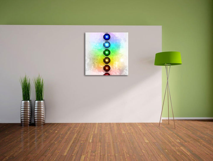 Pixxprint Chakra Eneregieelemente als Leinwandbild/Grösse: 70x70 cm/Wandbild/Kunstdruck/fertig bespa