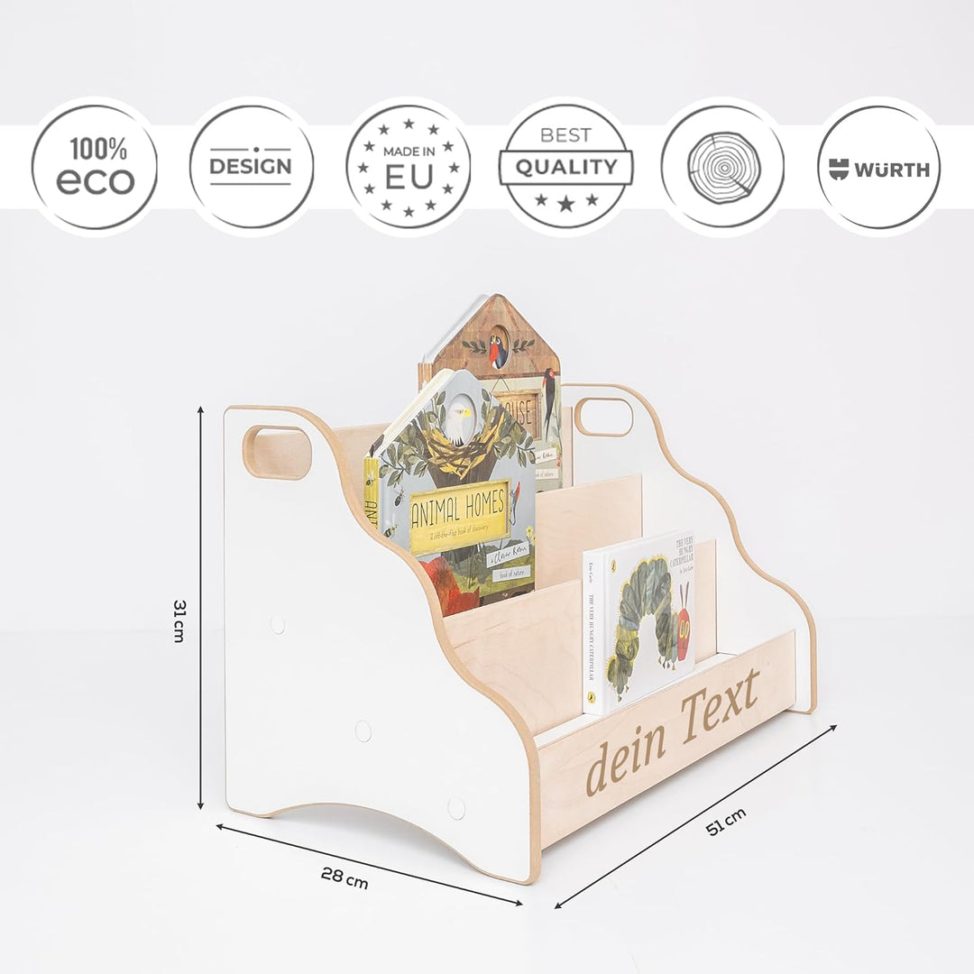 MAMOI® Bücherregal Kinder personalisiert mit Name – Kinderregal, Bücher-Organizer für Kinderzimmer M