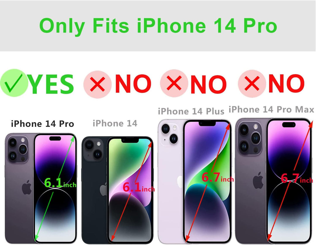 LENSUN Echtleder Hülle für iPhone 14 Pro, Handyhülle [Echtes Leder][Magnetverschluss][RFID Schutz] H