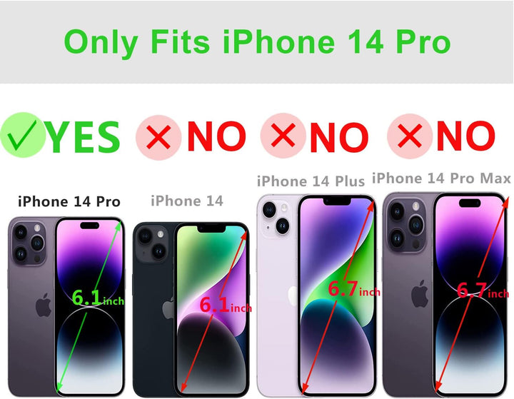 LENSUN Echtleder Hülle für iPhone 14 Pro, Handyhülle [Echtes Leder][Magnetverschluss][RFID Schutz] H