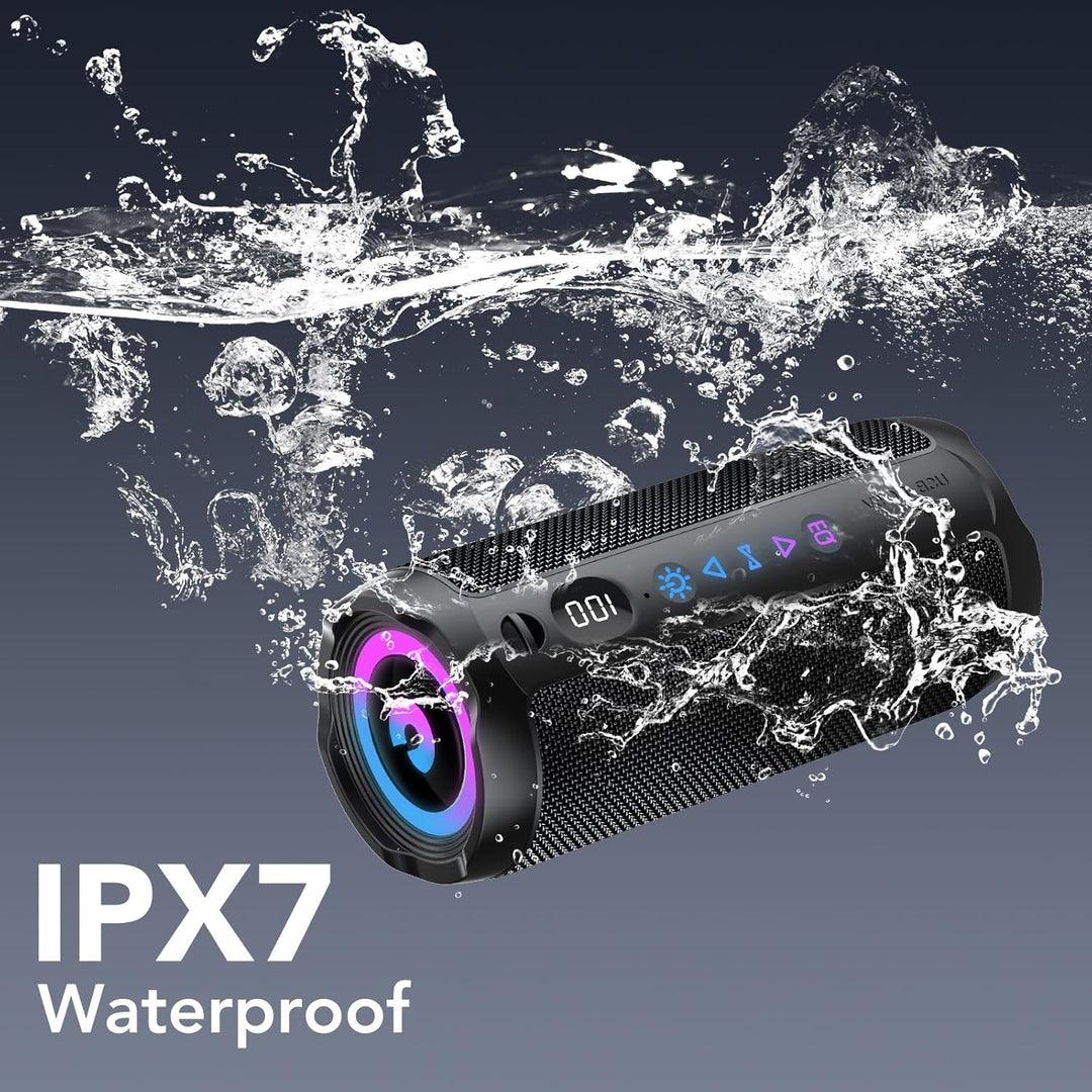 Bluetooth Lautsprecher mit Licht, Bluetooth 5.4 Musikbox,30W Dual Lautsprecher, LED Anzeige & 30 Std
