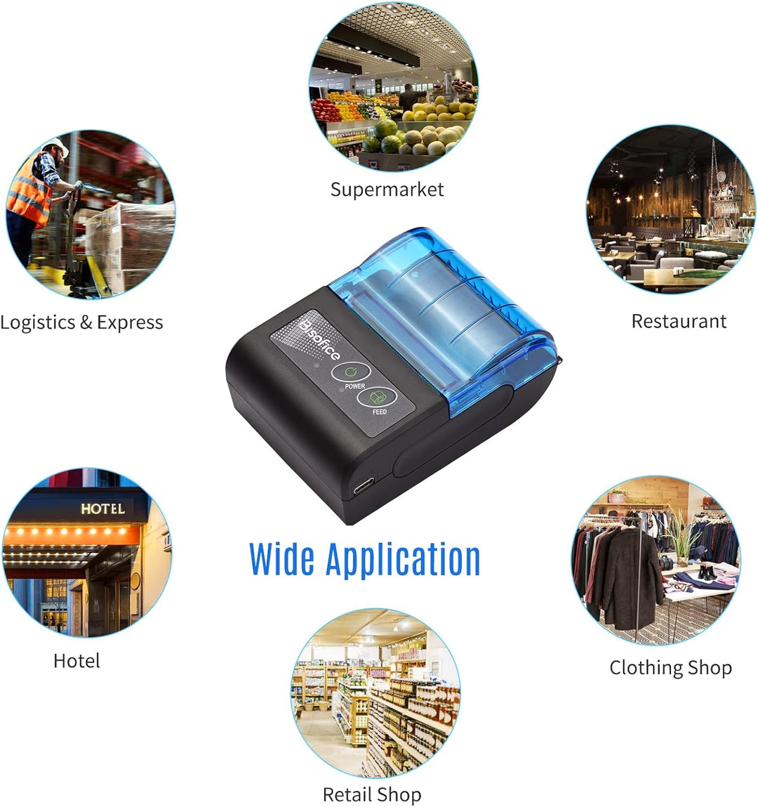 XGR-POS581 Mini Tragbarer Thermodrucker Belegticketdrucker 2 Zoll Wireless USB Beleg Ticket Drucker