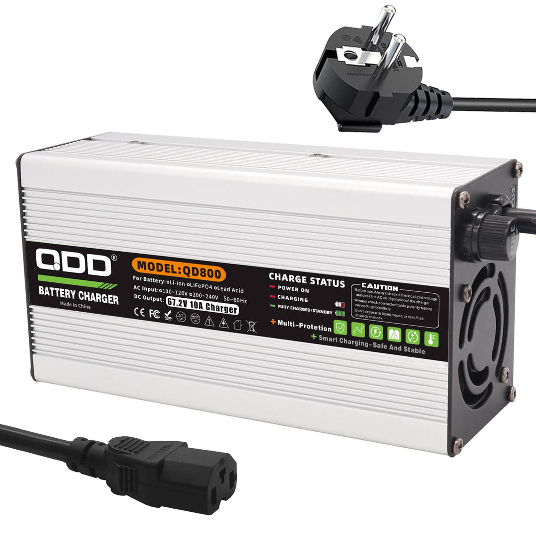 QDD 67,2 V 10 A Li-Ionen-Akku-Smart-Ladegerät, vollständig mit Lüfter, verwendet für 16S 60 V Li-Ion