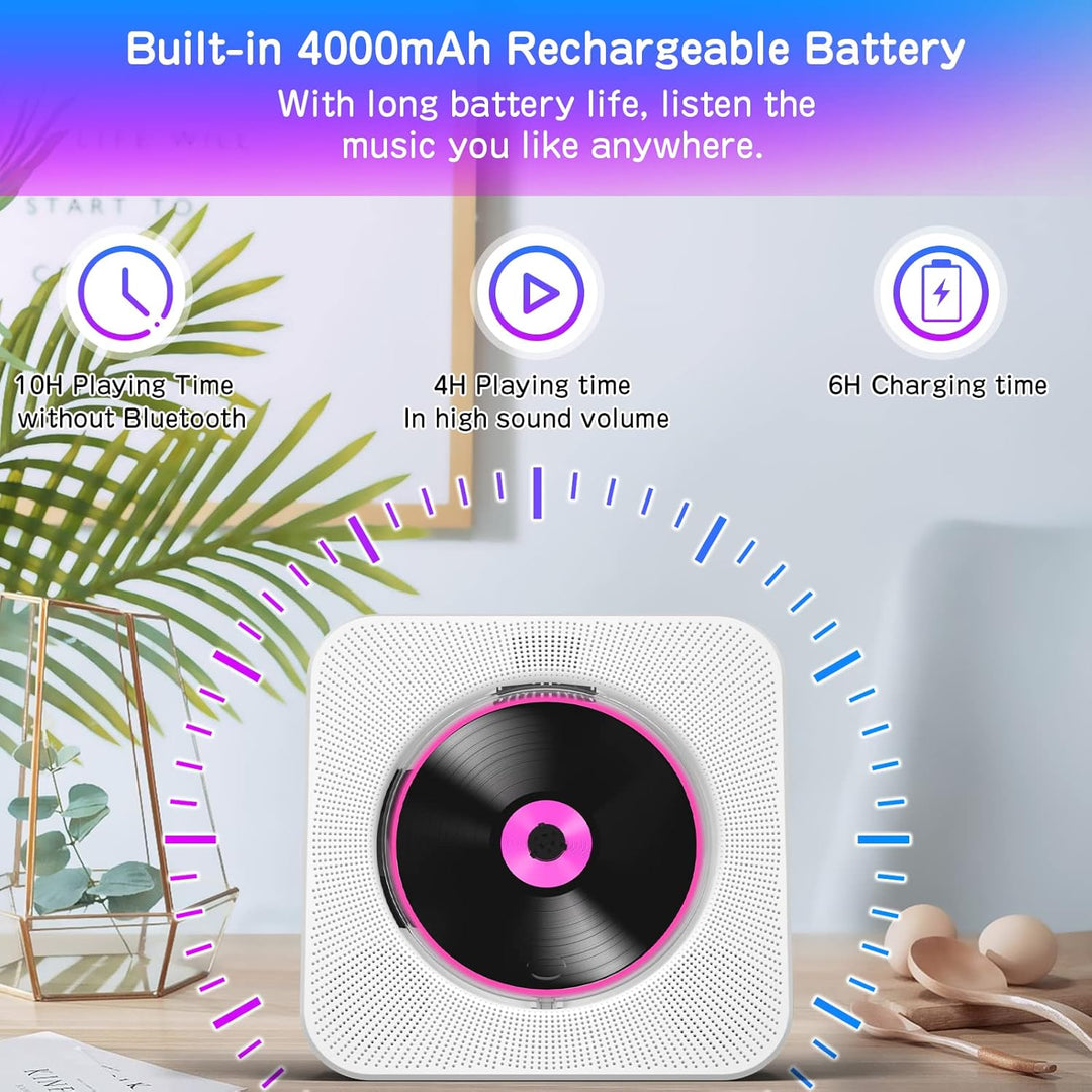 KOVCDVI Tragbarer CD Player mit Akku CD Player Bluetooth mit Lautsprecher 5.0 CD-Player Desktop mit