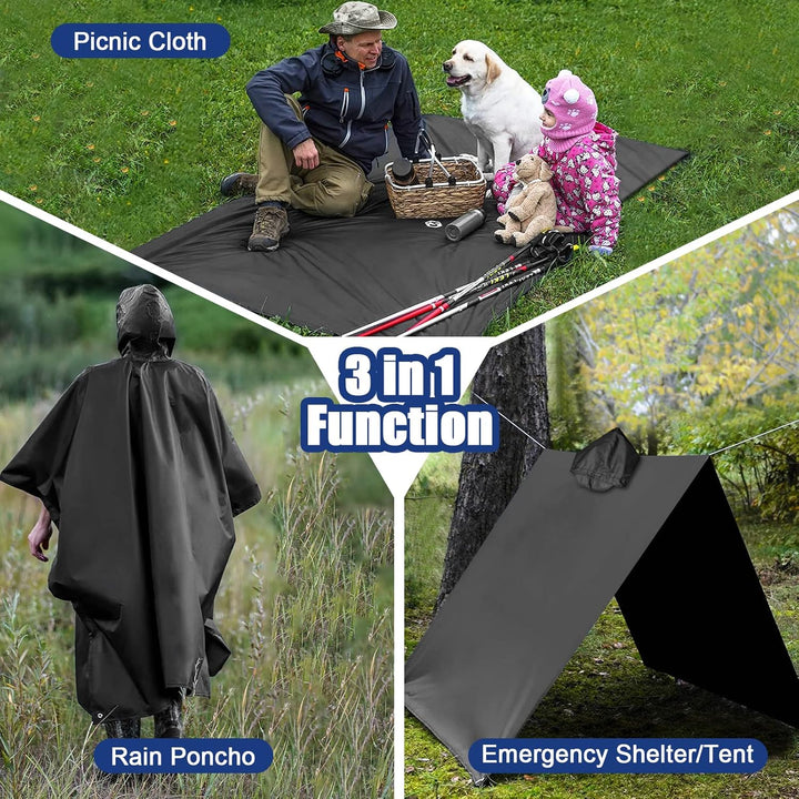 flintronic Wasserdichter Regenponcho, Leichter regenschutz Regencape, 3 in 1 wiederverwendbarer Rege