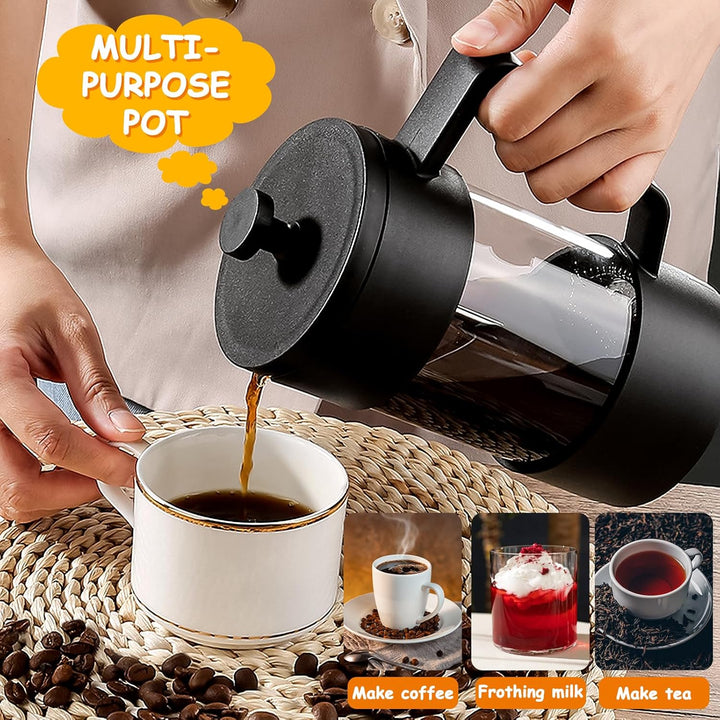 French Press Kaffeebereiter,1000 ml-Glas Kaffeepresse,aus Edelstahlfilter und Hitzebeständiges Glas,