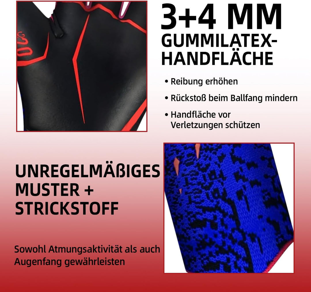 Torwarthandschuhe, Gute Griffigkeit fussball Handschuhe Kinder in den Grössen 6-10,Starker Empfänger