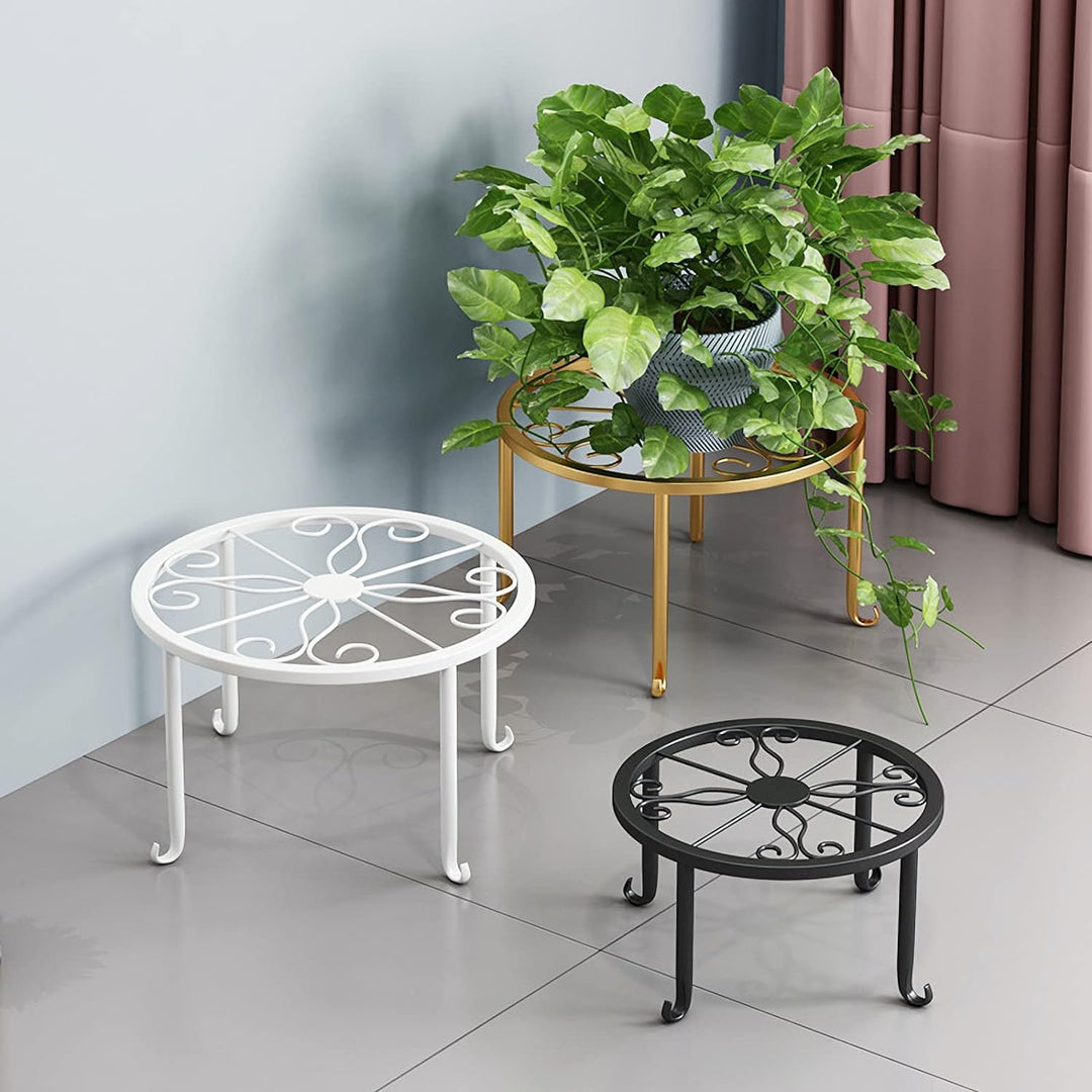 Tosnail 4 Stück Pflanzenständer für Blumentöpfe, Metall, Schwarz, rund Blumentopfständer, Heimpflanz