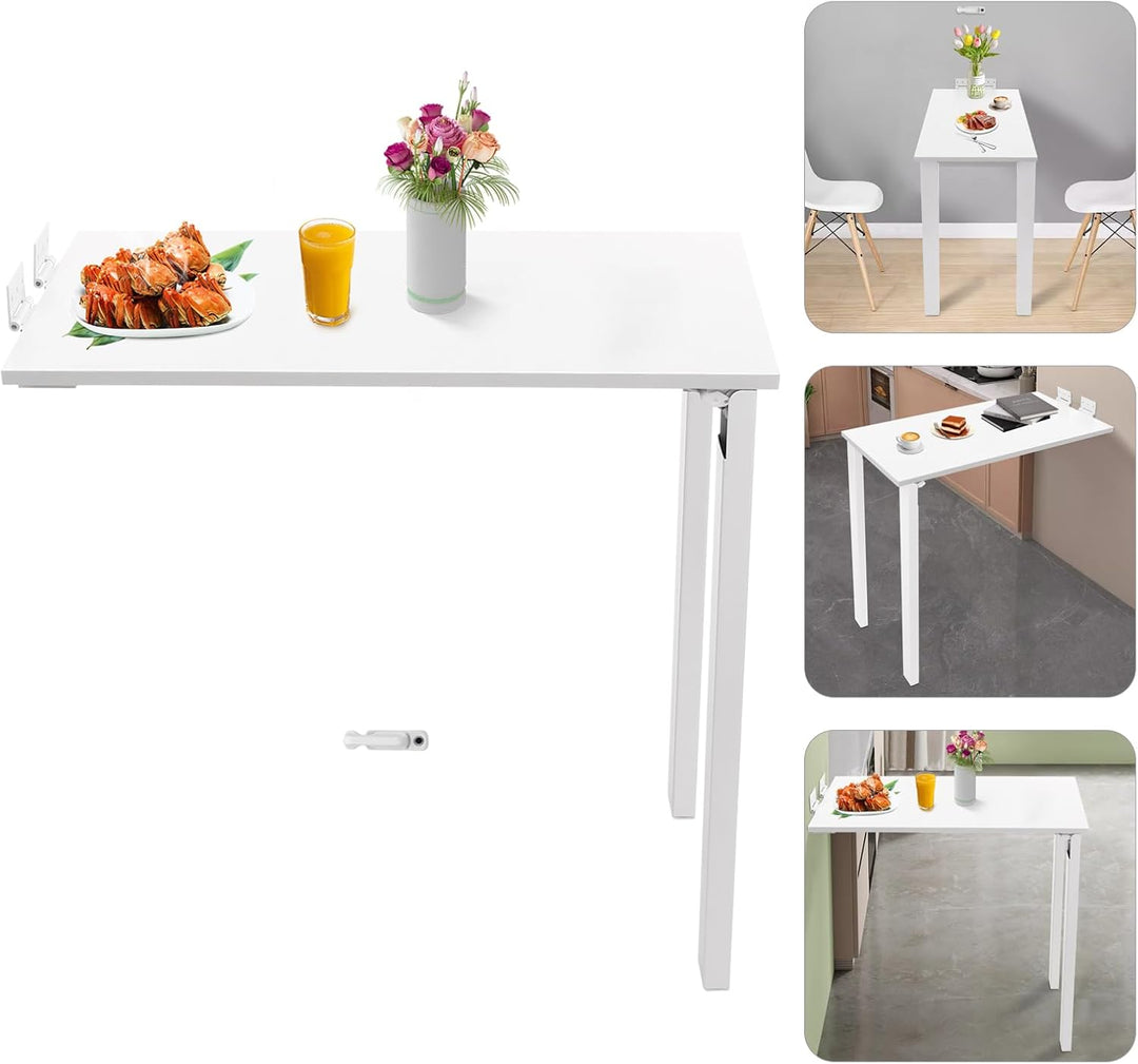 Wandmontierter Klapptisch Wohnwagen-Esszimmertisch, Wandklapptisch mit Zwei Tischbeine, Kleiner Schr