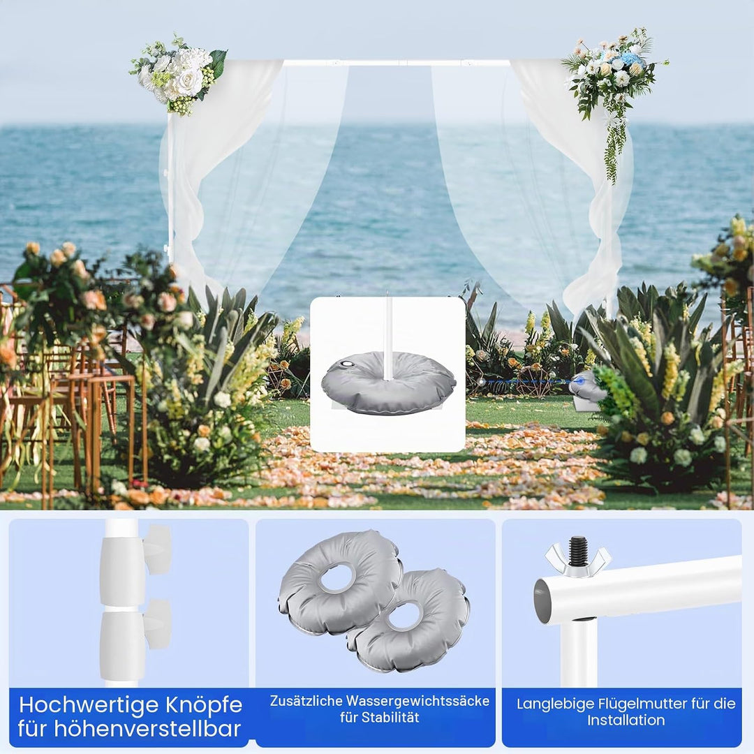 EMART Weiss Foto Hintergrund Ständer mit Stahlsockel, 2m x 3m Verstellbarer Fotohintergrund Ständer