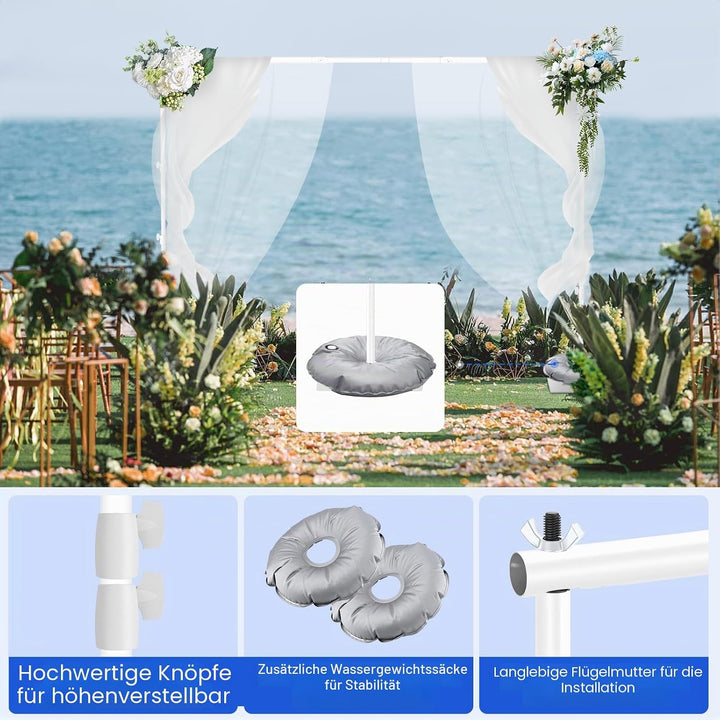 EMART Weiss Foto Hintergrund Ständer mit Stahlsockel, 2m x 3m Verstellbarer Fotohintergrund Ständer