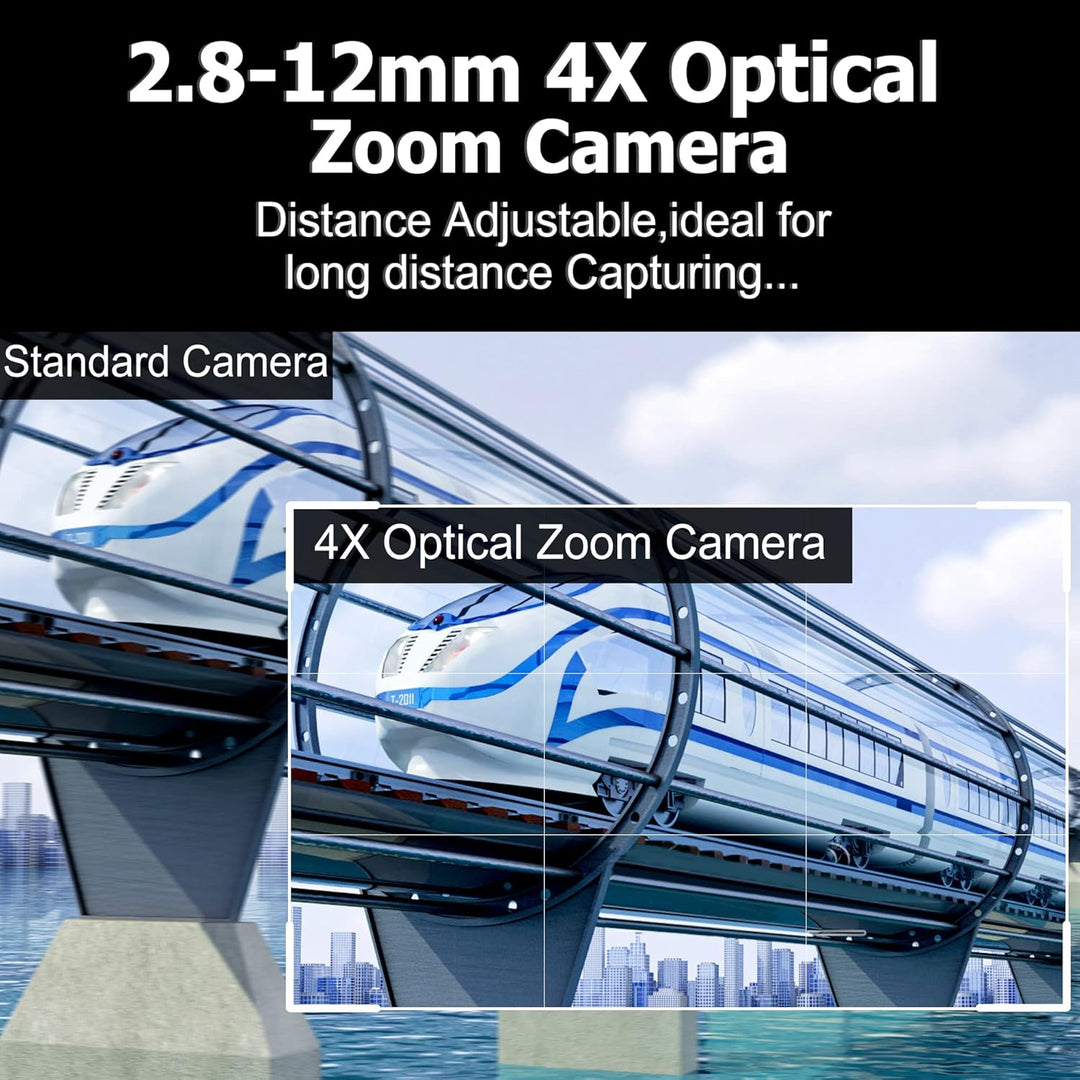 G 100fps Varifokal USB Kamera 4facher optischer Zoomen Webcam,2.8-12mm Varifocus Webkamera,2MP manue