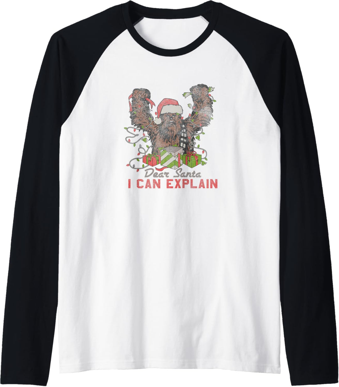 Star Wars Christmas Santa Chewbacca Dear Santa I Can Explain Raglan