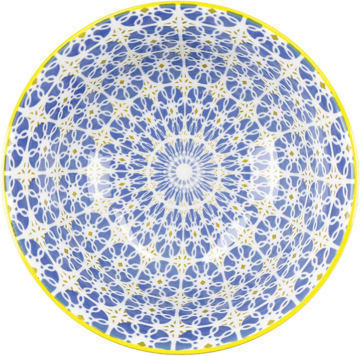 KC BLUE KitchenCraft Patterned Cereal Bowl Set in Gift Box, 4 Ceramic Bowls Ideal for Ice Cream, Sou