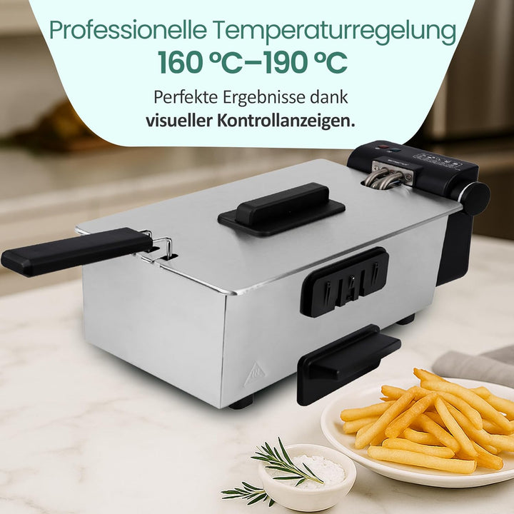EMERIO 3.0L Öl-Fritteuse mit Kaltzonen Technologie | kein bitterer Geschmack mehr | Kaltzonenfritteu