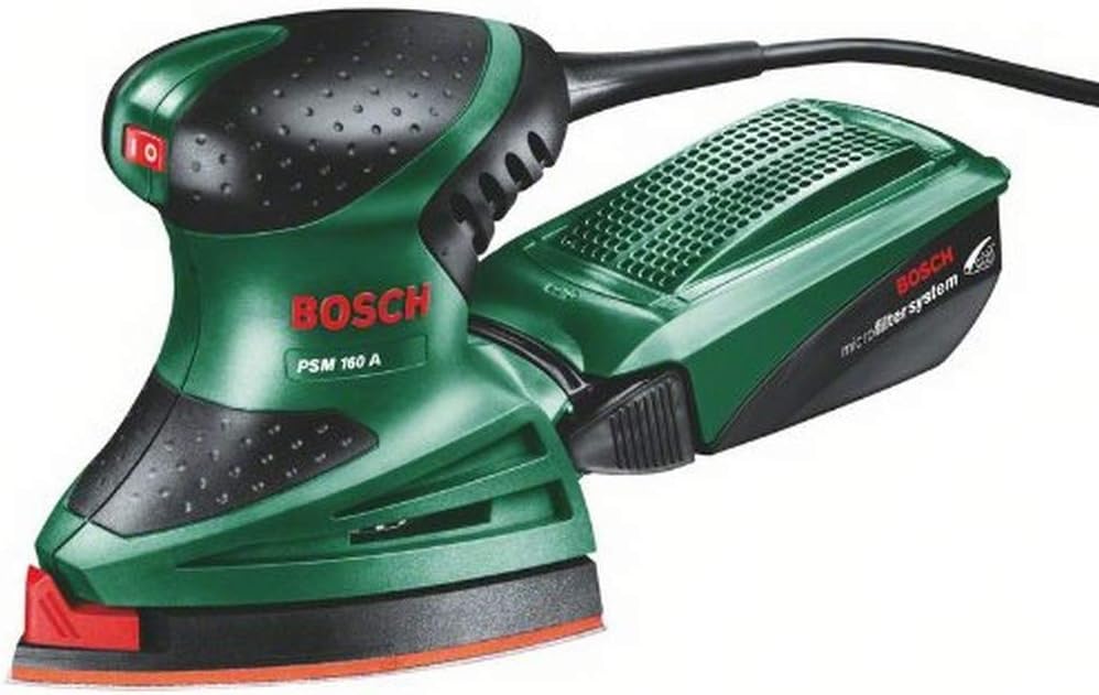 Bosch Multischleifer PSM 160 A, 3 Schleifblätter, Karton (160 W, Schwingzahl 24.000 min-1, Schwingkr