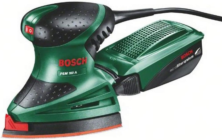 Bosch Multischleifer PSM 160 A, 3 Schleifblätter, Karton (160 W, Schwingzahl 24.000 min-1, Schwingkr