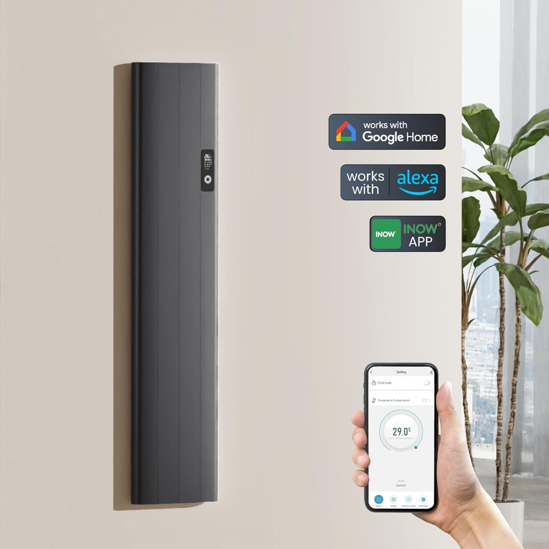 EMKE Elektroheizung Konvektor-Heizung Energiesparend Wandmontag Heizung Elektrisch 1000W mit LCD-Dis