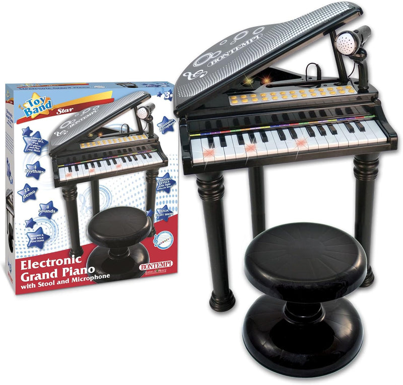 Bontempi 10 3000 3000-Elektronische Flügel mit Mikrofon, Füsse und Hocker, schwarz, 55 x 50 x 35 cm