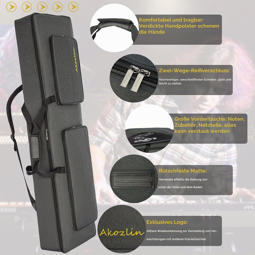 AKOZLIN Gigbag für 88 Tasten, tragbar, langlebig, für E-Piano, gepolstert, universal, wasserdicht, O