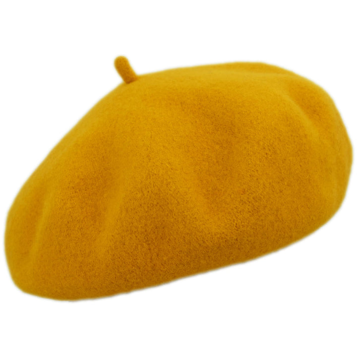 MELEGARI Baskenmütze für Damen | 100% Wolle | Margie Beret | Made in EU Einheitsgrösse gelb 065, Ein