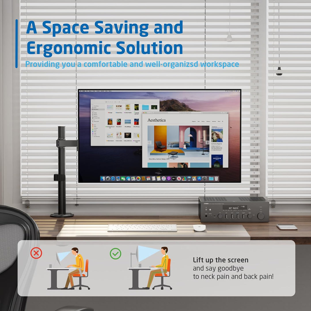 Ewent EW1510 Monitor Halterung 1 für 13-27 Zoll Flach Bildschirm, Einzelner Arm für MonitorPC, mit K