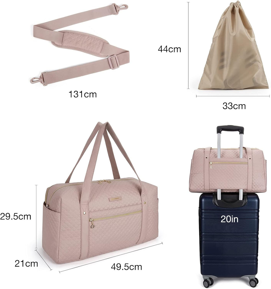 BAGSMART Reisetasche Handgepäck, Weekender Damen Overnight Bag Grosse Tragetasche mit Schuhtasche, L