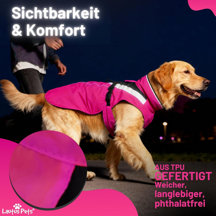 Wasserdichter Hunderegenmantel, reflektierenden Sicherheitsstreifen & Leinenöffnung – Leichte, Jacke