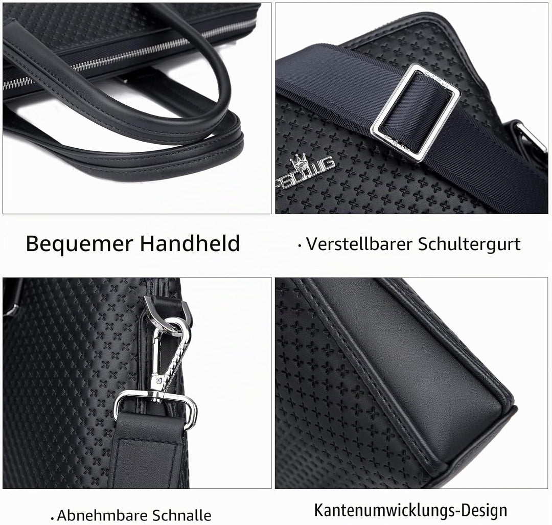 FSD.WG Herren Business Tasche,Wasserdichte Leder Aktentasche,Schulter Laptop Business Tasche für Bus