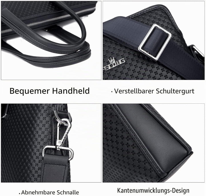 FSD.WG Herren Business Tasche,Wasserdichte Leder Aktentasche,Schulter Laptop Business Tasche für Bus