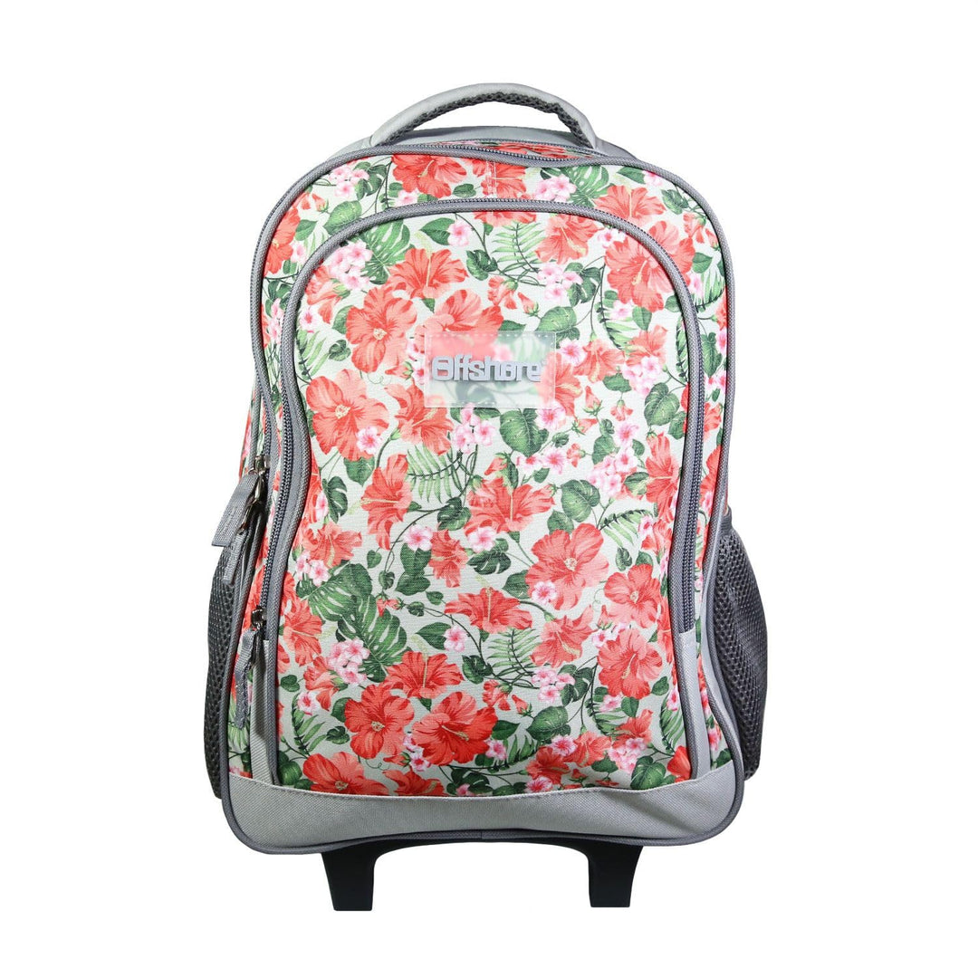 BAGTROTTER Rucksack mit Rollen Offshore Grau Blumen