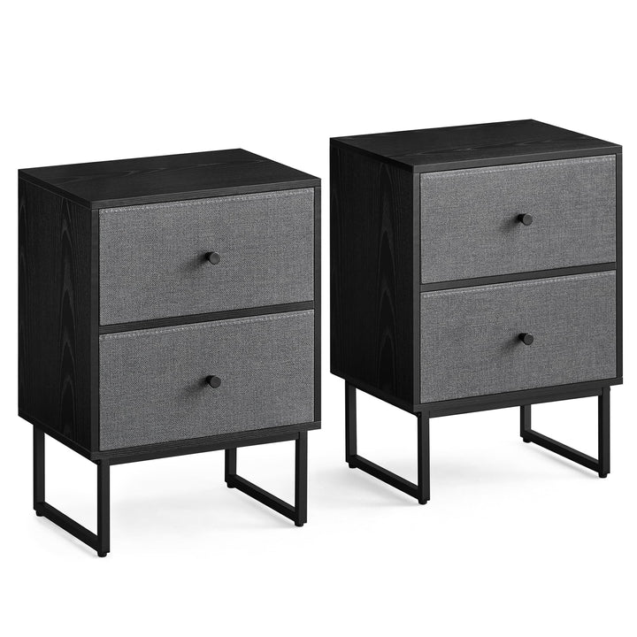 VASAGLE Nachttisch, 2er Set, Beistelltisch mit Stauraum, 2 herausnehmbare Schubladen, Nachtschrank f