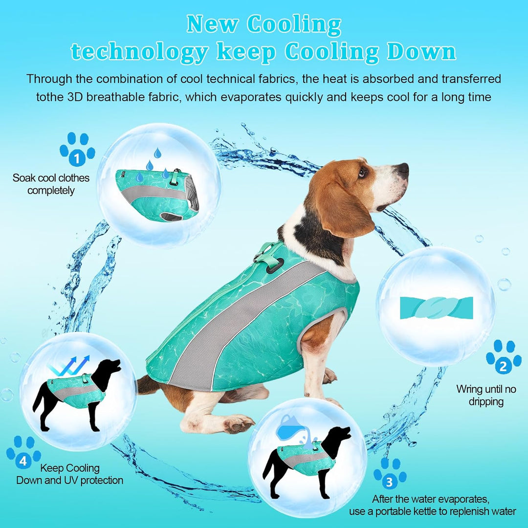 2 in 1 Winterhundemantel und Sommer Hundekühlweste aufgerüstetes Geschirr Kühljacke, atmungsaktive V